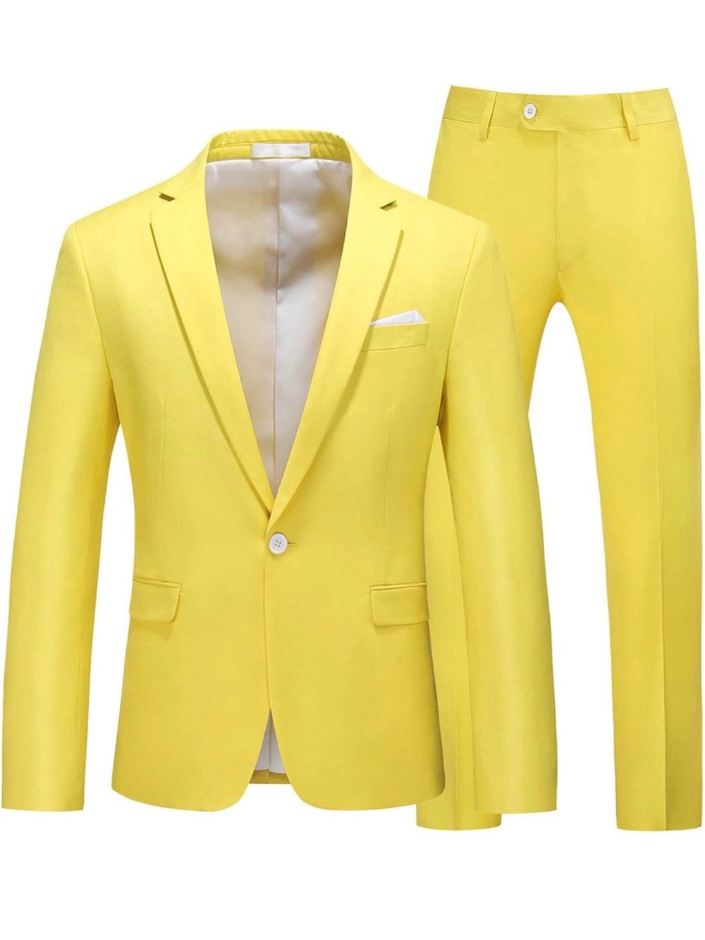 Yellow Men's Slim Fit Suit Jacket & Pants